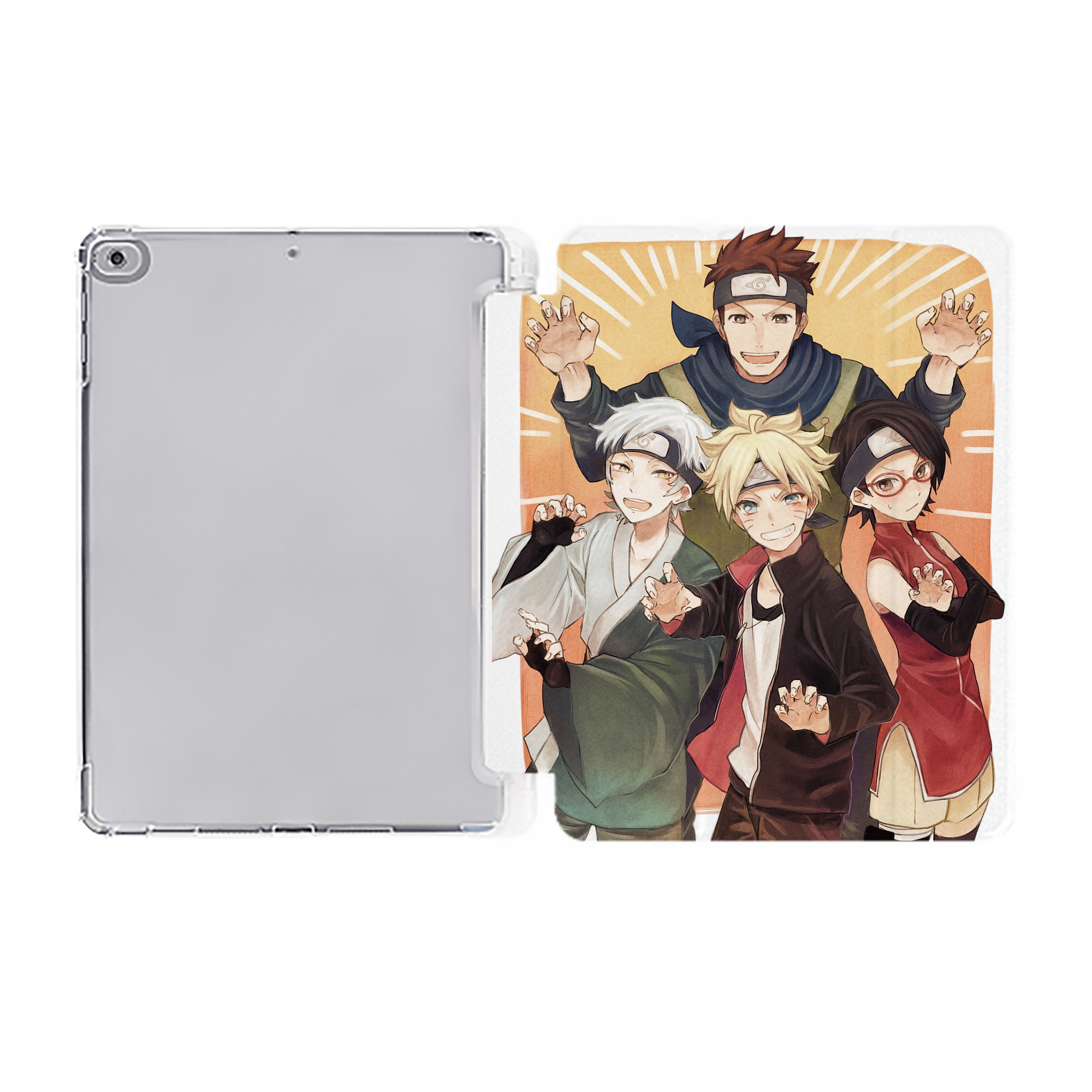 （画像用） NARUTO -ナルト- うちは サラダ Uchiha Sarada IPad ケース ペン収納付き 三つ折りスタンド PUレザー×シリコン 対応機種9.5/10.5/10.9インチ